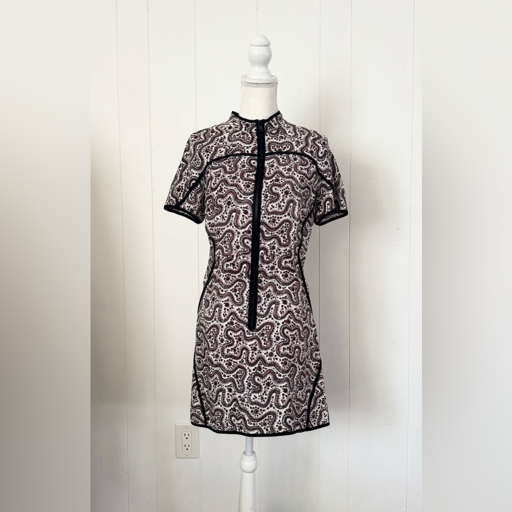A.L.C. Silk Floral Calico Paisley Mini Short Quarter Zip Dress - Picture 2 of 9
